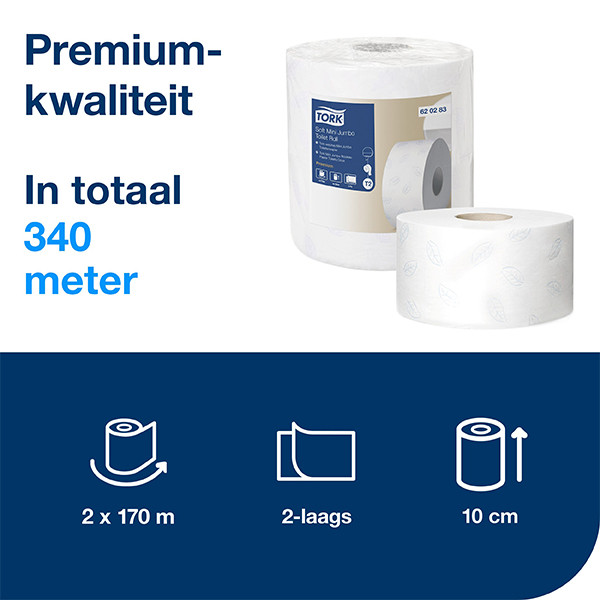 Tork Premium | Zacht Mini Jumbo Toiletpapier | 2-laags | Wit | 620283 STO05362 - 2