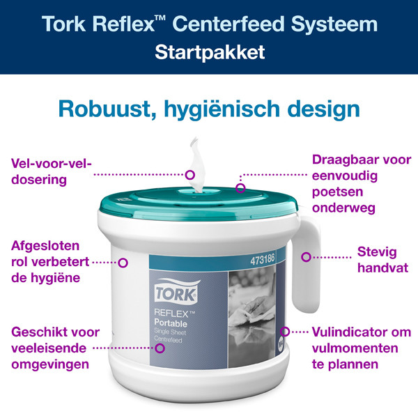 Tork Reflex™ 473186 M4-dispenser draagbaar voor poetspapier (wit)  STO00204 - 2