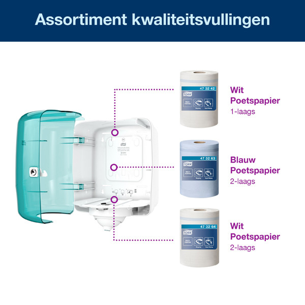 Tork Reflex™ M4-dispenser Poetspapier | Turquoise | 473180 STO00202 - 3