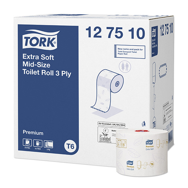 Tork Toiletpapier Tork Midi 127510 3-laags | 27 rollen | Geschikt voor Tork T6 dispenser  STO00121 - 1