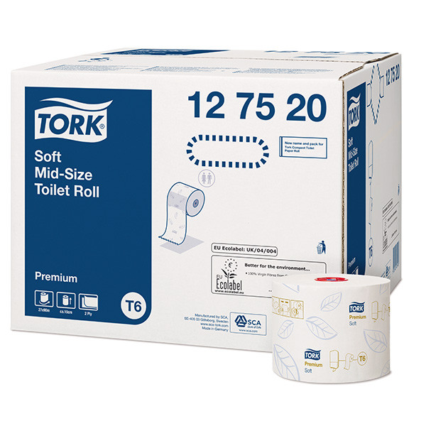 Tork Toiletpapier Tork Midi 127520 2-laags | 27 rollen | Geschikt voor Tork T6 dispenser  STO00045 - 1
