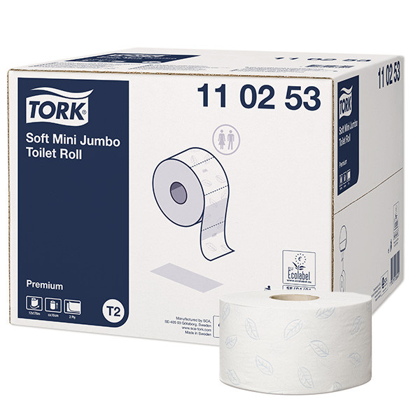 Tork Toiletpapier Tork Soft mini Jumbo 110253 2-laags | 12 rollen | Geschikt voor Tork T2 dispenser  STO00036 - 1