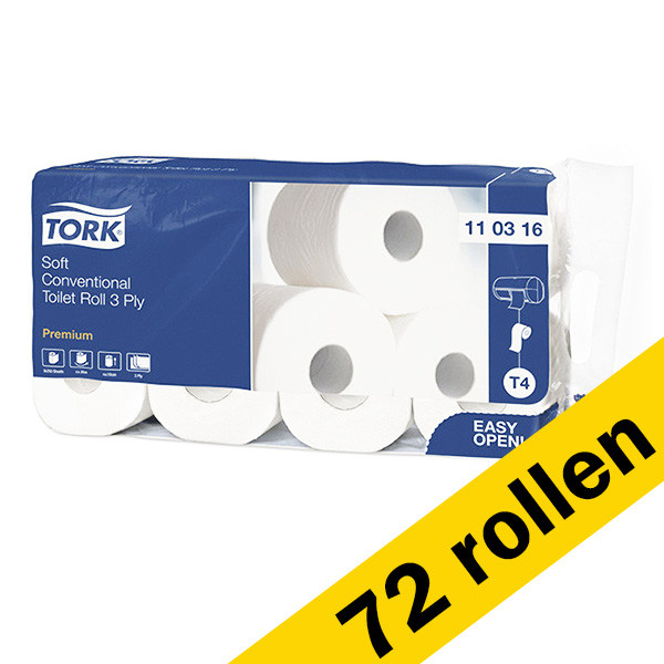 Tork Toiletpapier traditioneel Tork 110316 3-laags | 72 rollen | Geschikt voor Tork T4 dispenser  STO00345 - 1