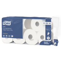 Toiletpapier traditioneel Tork 110316 3-laags | 8 rollen | Geschikt voor Tork T4-dispenser STO00108