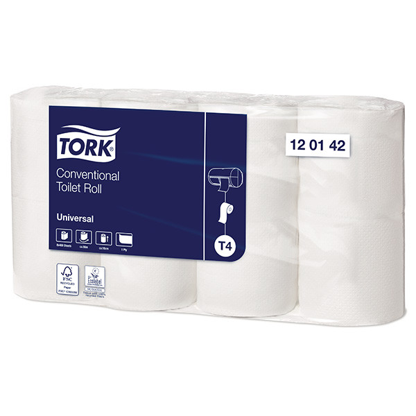 Tork Toiletpapier traditioneel Tork 120142 1-laags | 8 rollen | Geschikt voor Tork T4 dispenser  STO00115 - 1