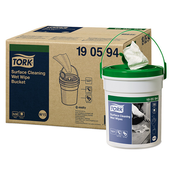 Tork Vochtige poetsdoekjes Tork 190594 | 4 emmers | wit | Geschikt voor Tork W15 dispenser  STO00290 - 1