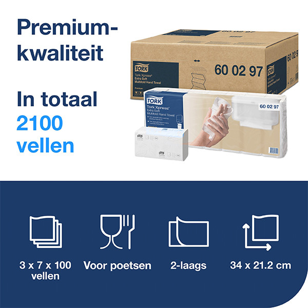 Tork Xpress® Multifold Handdoeken | 2-laags | 3 pakken | H2 | Wit | 600297 STO05360 - 2