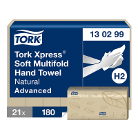 Tork Xpress® Zachte Multifold Handdoeken | 2-laags | 21 stuks | H2 | Naturel | 130299 STO05348