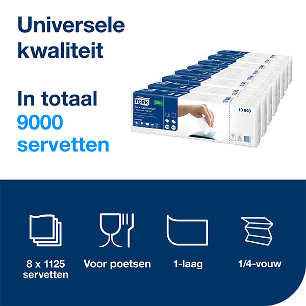 Tork Xpressnap® Intergevouwen Dispenserservet | 1-laags | 8 pakken | N4 | Wit | 10840 STO05351 - 2