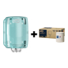 Tork bundel: Tork Centerfeed M2-dispenser 659000 (Turquoise) + Tork Basic ​​​​​​​Poetspapier 121206 (2-laags) STO05456 - 1
