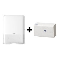 Tork bundel: Tork H3-dispenser 553000 (Wit) + Tork Z-vouw handdoeken 290163 (2-laags) STO05443