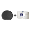 Tork bundel: Tork Jumbo T1-dispenser 554008 (Zwart) + Tork Jumbo Toiletpapier 120272 (2-laags) STO05441 - 1