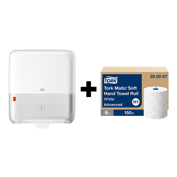 Tork bundel: Tork Matic® H1-dispenser 551000 (Wit) + Tork Matic®  Handdoekrol 290067 (2-laags) STO05442 - 1