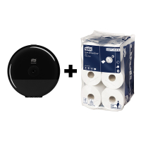Tork bundel: Tork Mini SmartOne® T9-dispenser 681008 (Zwart) + Tork SmartOne® Toiletpapier 472193 (2-laags) STO05447