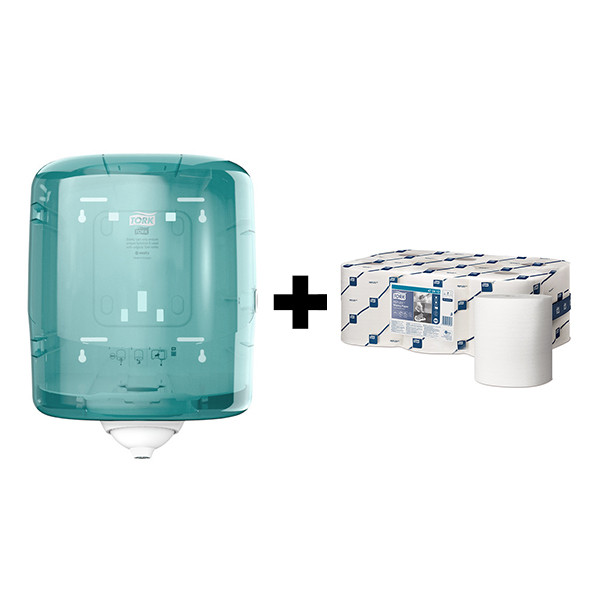 Tork bundel: Tork Reflex™ M4-dispenser 473180 (Turquoise) + Tork Reflex™ Poetspapier 473412 (1-laags) STO05455 - 1