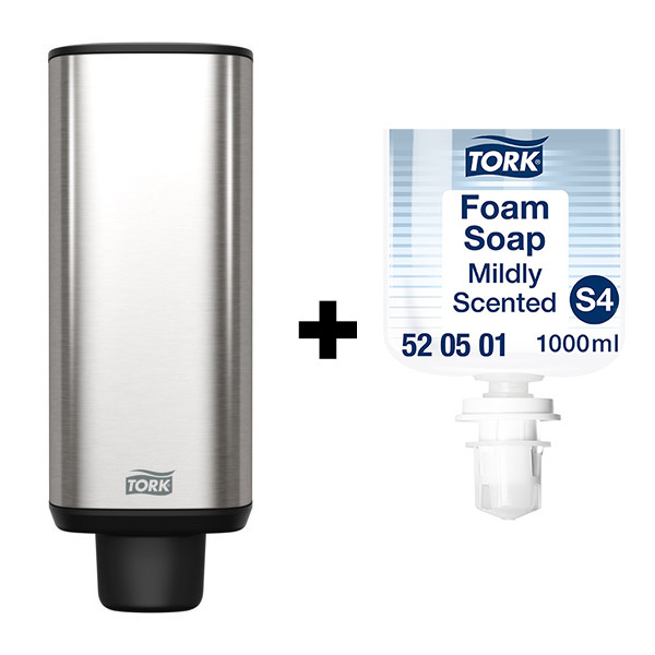 Tork bundel: Tork S4-dispenser 460010 (RVS) + Tork Schuimzeep 520501 (1 L) STO05438 - 1