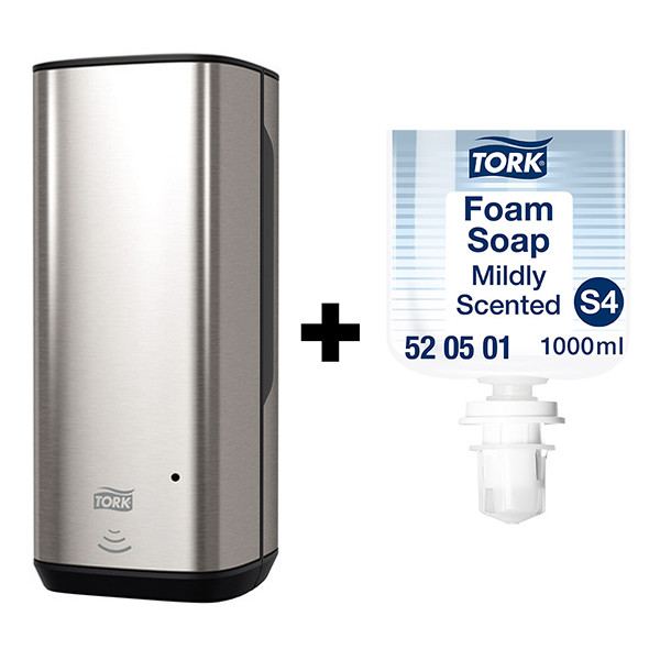 Tork bundel: Tork S4-dispenser met sensor 460009 (RVS) + Tork Schuimzeep 520501 (1 L) STO05439 - 1