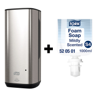Tork bundel: Tork S4-dispenser met sensor 460009 (RVS) + Tork Schuimzeep 520501 (1 L) STO05439