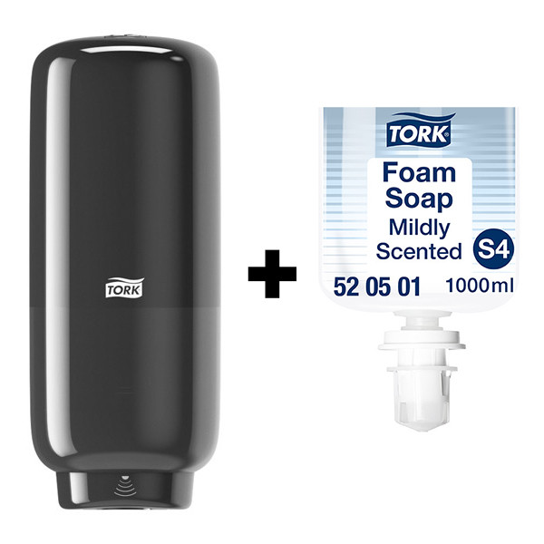 Tork bundel: Tork S4-dispenser met sensor 56108 (Zwart) + Tork Schuimzeep 520501 (1 L) STO05437 - 1