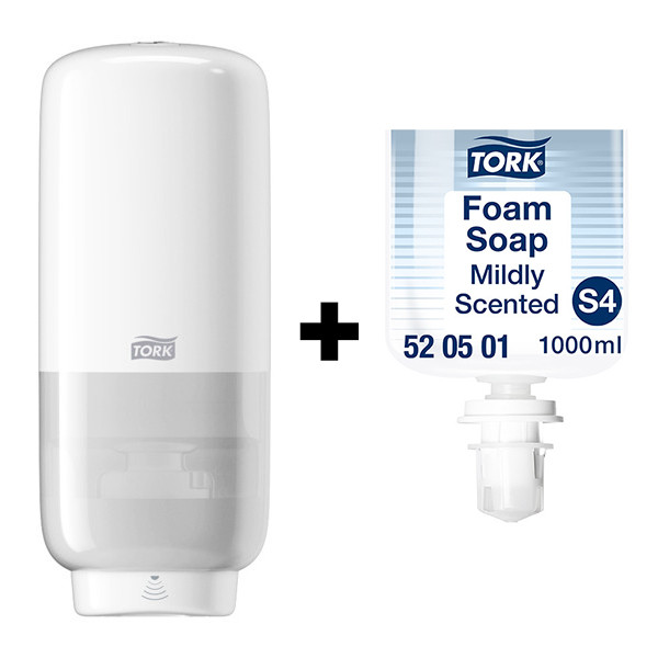 Tork bundel: Tork S4-dispenser met sensor 561600 (Wit) + Tork Schuimzeep 520501 (1 L) STO05436 - 1