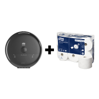 Tork bundel: Tork SmartOne® T8-dispenser 680008 (Zwart) + Tork SmartOne® Toiletpapier 472242 (2-laags) STO05451