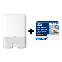 Tork bundel: Tork Xpress® H2-dispenser Multifold 552000 (Wit) + Tork Xpress® Multifold Handdoeken 100288 (2-laags) STO05425