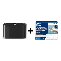Tork bundel: Tork Xpress® H2-dispenser Multifold 552208 (Zwart) + Tork Xpress® Multifold Handdoeken 100288 (2-laags)  STO05432