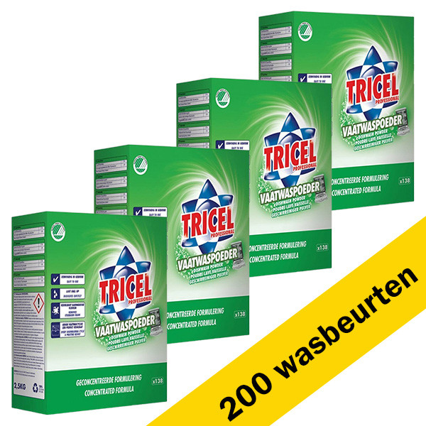 Tricel Aanbieding: Tricel Eco Vaatwaspoeder 4 x 2,5kg (200 vaatwasbeurten)  STR02003 - 1