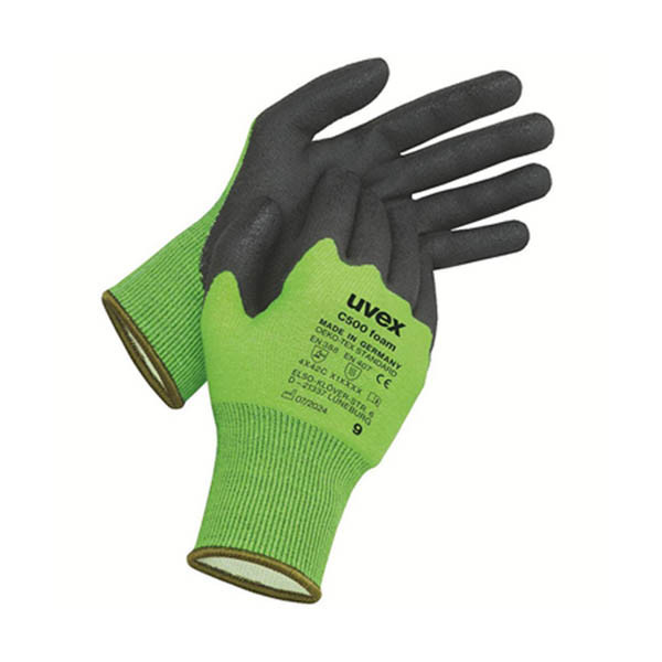 Uvex C500 Foam Snijbestendige Werkhandschoen | Antraciet/Lime | Maat 10/XL (10 paar) SUV00018 - 1