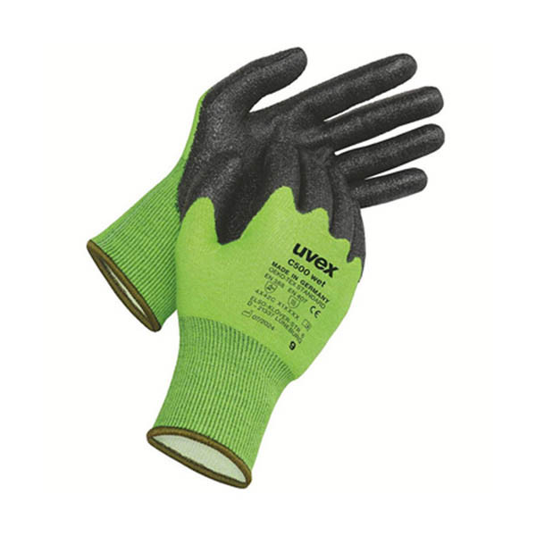 Uvex C500 Wet Snijbestendige Werkhandschoen | Antractiet/Lime | Maat 9/L (10 paar) SUV00015 - 1