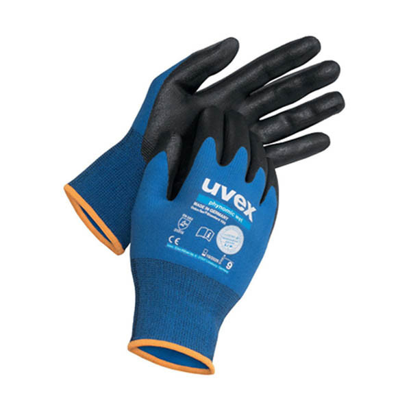 Uvex Phynomic Wet Montage Werkhandschoen | Zwart/Blauw | Maat 11/XL (10 paar) SUV00010 - 1