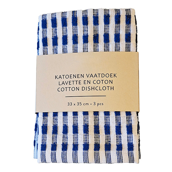 Vaatdoek Katoen | 33x35cm | Blauw | 3 stuks (123schoon huismerk) SDR09158 - 1