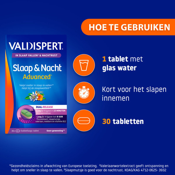 Valdispert Slaap & Nacht Advanced Tabletten (30 stuks) SVA00145 - 4