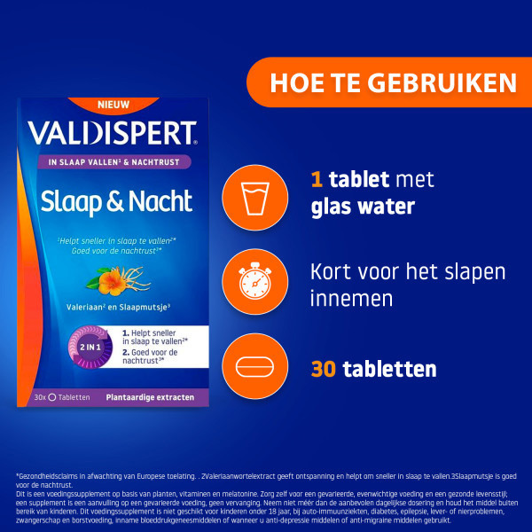 Valdispert Slaap & Nacht Tabletten (30 stuks) SVA00140 - 5
