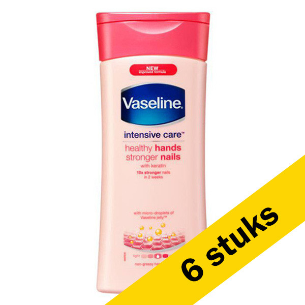 Vaseline Aanbieding: 6x Vaseline Intensive Care Healthy Hands & Stronger Nails handcrème (200 ml)  SVA00083 - 1
