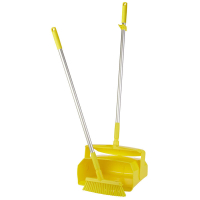Vikan hygiëne combinatieset blik/veger met lange steel (geel)  SVI01055