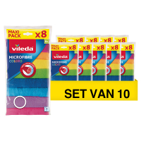 Aanbieding: Vileda Microvezel Kleuren (10 verpakkingen à 8 stuks) SVI01081