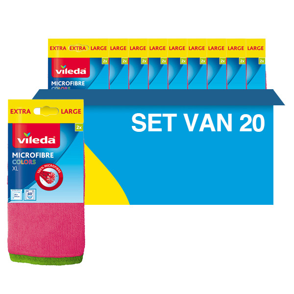 Aanbieding: Vileda Microvezeldoek Colors XL 2 pack (20 verpakkingen à 2 stuks) SVI00232 - 1