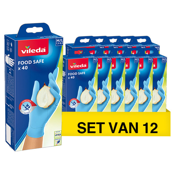 Aanbieding: Vileda Wegwerp Handschoenen Food Safe (12 verpakkingen à 40 stuks) SVI00245 - 1