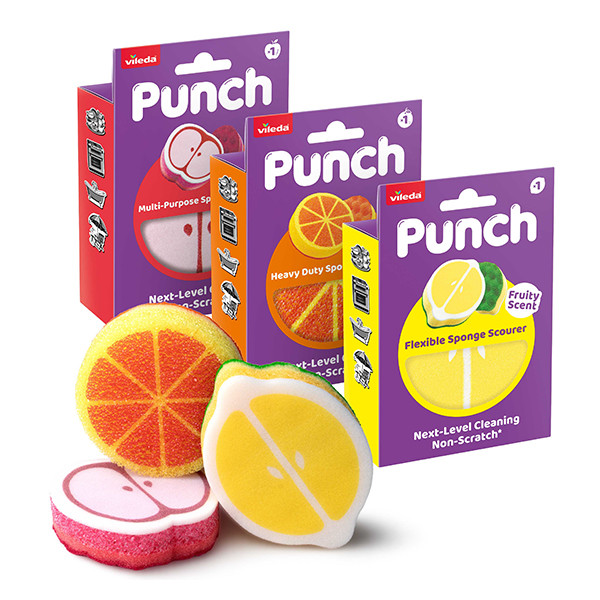 Vileda Schuurspons Punch Multipack Apple, Lemon en Orange SVI01409 - 1