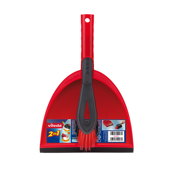 Vileda Stoffer en Blik (kunststof, rood)  SVI00022 - 1