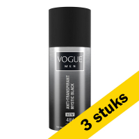 Vogue Aanbieding: 3x Vogue Men deodorant spray - Mystic Black (150 ml)  SVO05015
