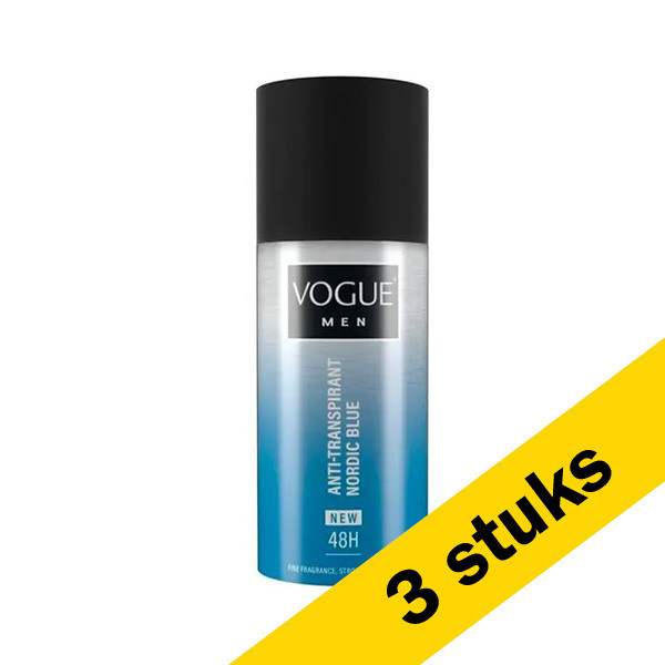 Vogue Aanbieding: 3x Vogue Men deodorant spray - Nordic Blue (150 ml)  SVO05017 - 1