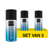 Aanbieding: 3x Vogue Men deodorant spray - Nordic Blue (150 ml)