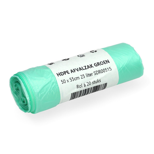 Vuilniszakken 25 liter | 20 stuks | Groen | 123schoon  SDR00515 - 1