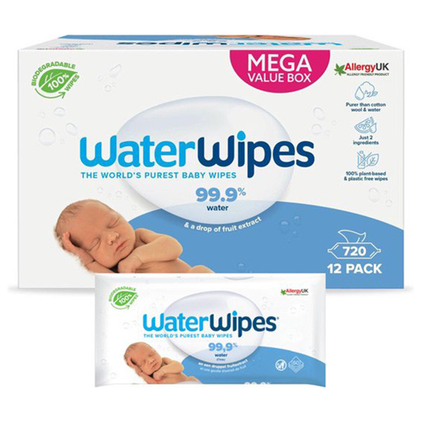 WaterWipes billendoekjes | Sensitve Newborn Baby | Bio | 99,9% water 12 x 60 stuks (720 doekjes)  SWI00007 - 1