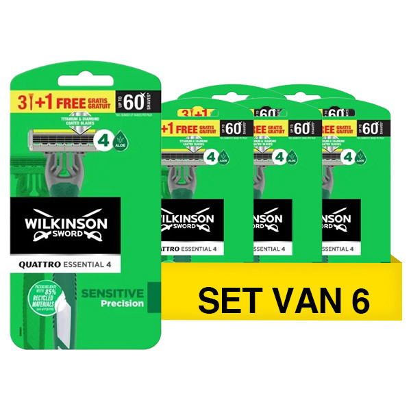 Wilkinson Aanbieding: Wilkinson Quattro Essential 4 Sensitive wegwerpscheermesjes (6 x 4 stuks)  SWI00193 - 1