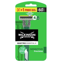 Wilkinson Quattro Essential 4 Sensitive wegwerpscheermesjes (3 + 1 stuks)  SWI00192
