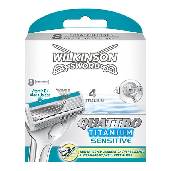 Wilkinson Quattro Titanium Sensitive scheermesjes (8 stuks)  SWI00115 - 1