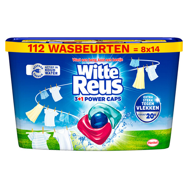 Witte-Reus Aanbieding: Witte Reus Wasmiddel Capsules 3+1 Power Caps (8 dozen - 112 wasbeurten)  SRE00308 - 1